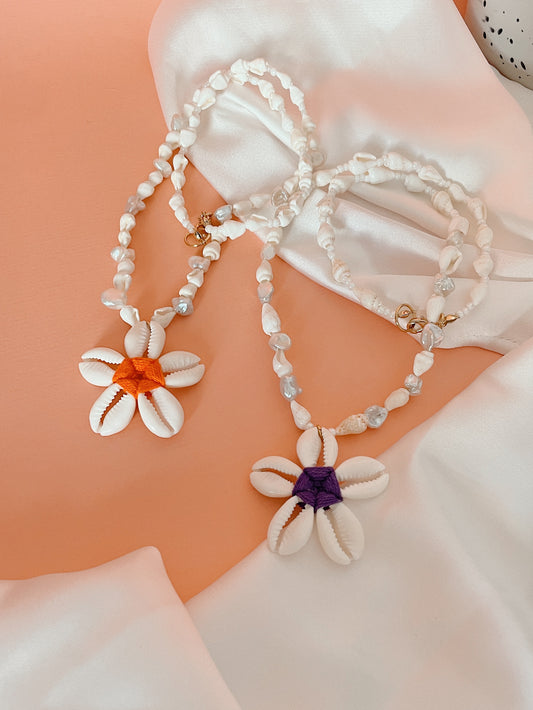 TALA - seashell & pearl necklace with flower charm