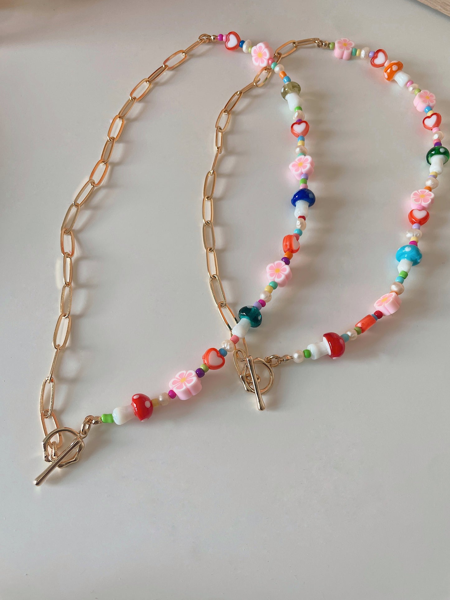 TUTTI FRUTTI - 90s style beaded necklace with 14k gold chain
