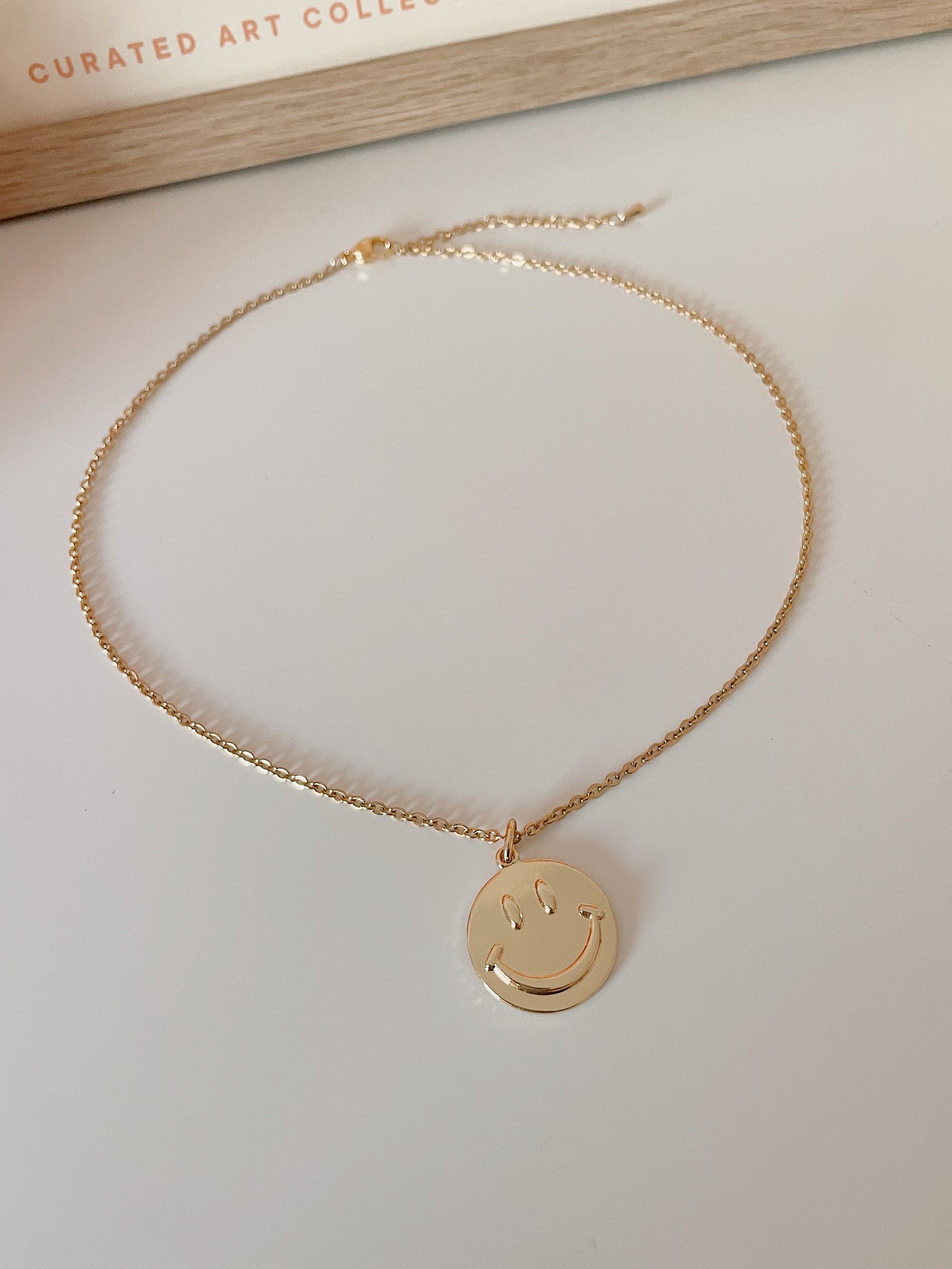GOLD SMILEY - gold necklace with smiley charm