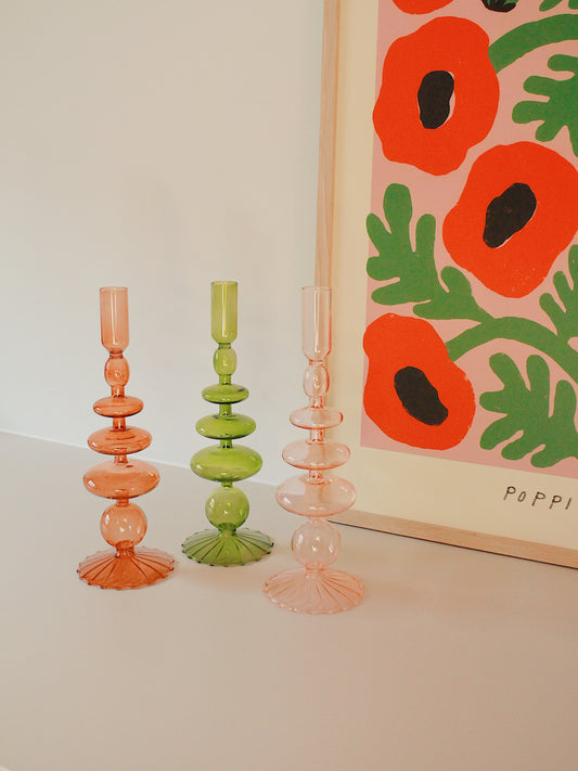 YOKO - 70s style tall bubble glass candle holder