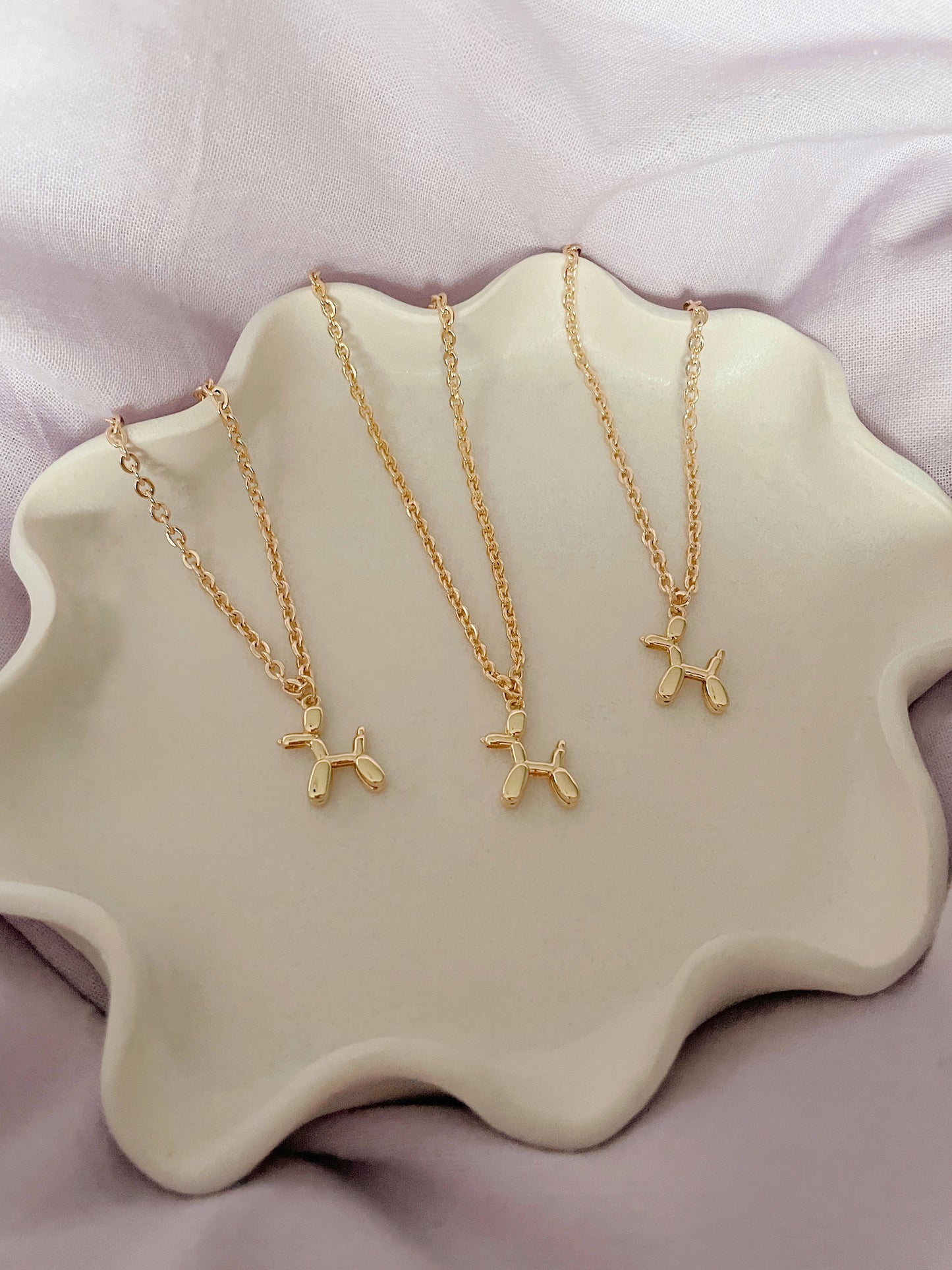 Poodle Necklace - 14k gold-plated necklace with balloon dog charm