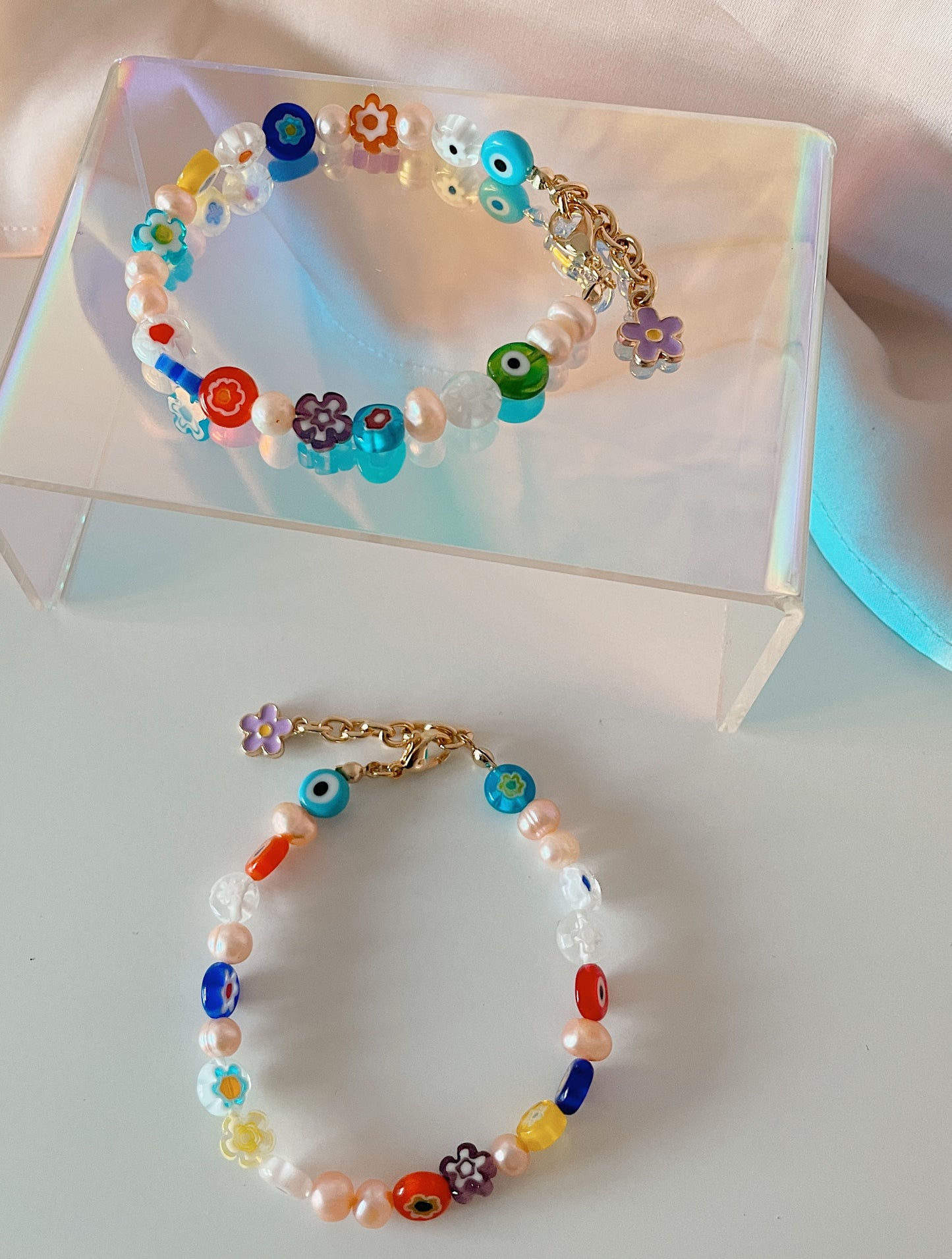 MILLIE bracelet - Millefiori and pearl bracelet